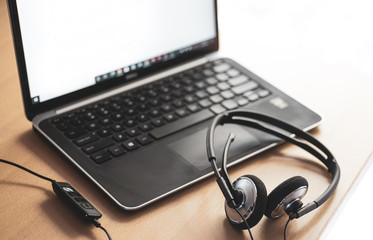 Laptop and headphones