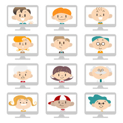 パソコン画面　人物色々　シルバー