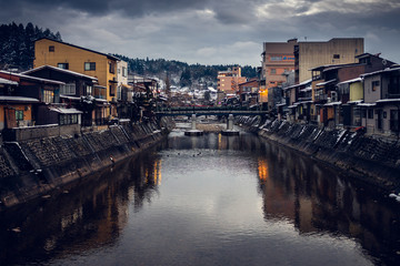 Takayama city Hida-Takayama cityscape in winter