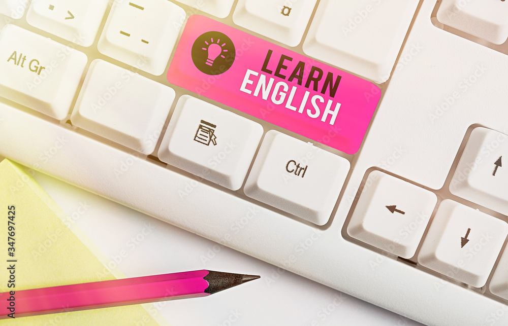 Poster handwriting text writing learn english. conceptual photo universal language easy communication and u
