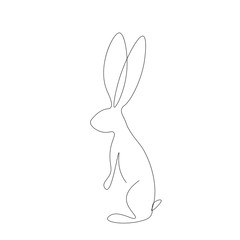 Bunny silhouette line drawing vector illustration