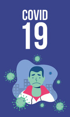 man sick with covid19 symptom