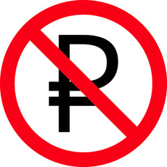 Russian ruble ban sign, symbol, Vector illustration