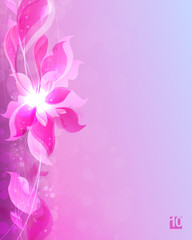 Light composition with a light pink gradient, abstract silhouettes and leaves