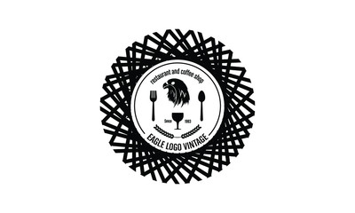 logo of the restaurant's emblem, vintage style with an eagle theme	