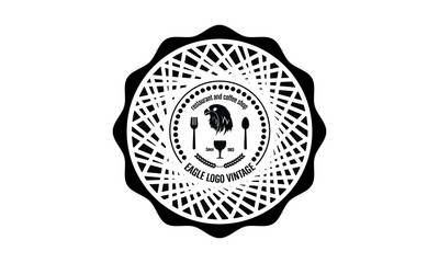 logo of the restaurant's emblem, vintage style with an eagle theme	