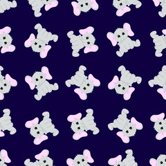 Seamless pattern with cartoon baby elephant. Vector illustration.