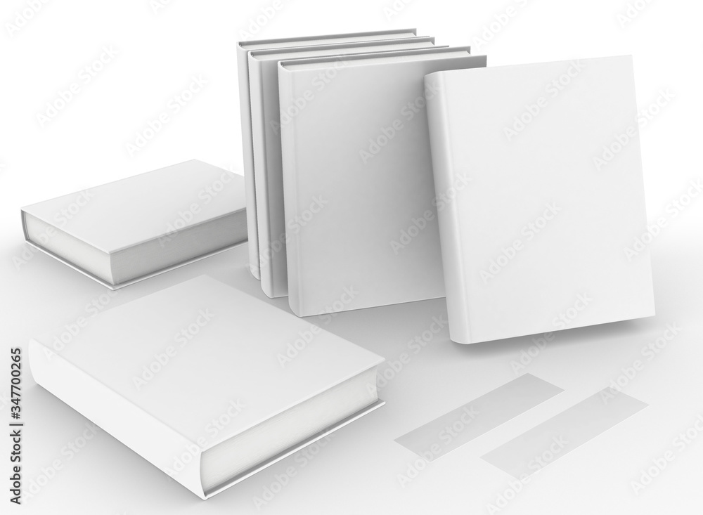Poster template empty book mockup set white background , 3d rendering