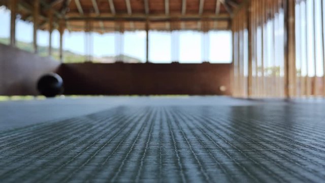 Blurred empty hall background for fitness, wrestling and martial arms, sport concept