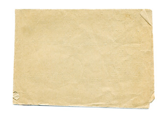 Vintage light paper blank isolated on white background. Old paper texture for design.