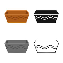 Vector design of pot and ceramic icon. Graphic of pot and brown stock symbol for web.