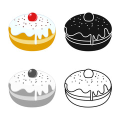 Isolated object of donut and cream symbol. Web element of donut and berry vector icon for stock.