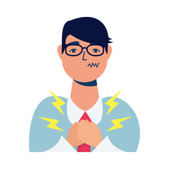 businessman sick with chest pain character