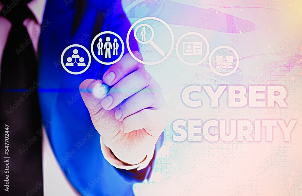 Poster writing note showing cyber security. business concept for protect a computer system against unauthor