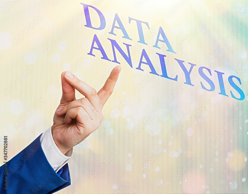 Poster writing note showing data analysis. business concept for translate numbers to analytical conclusion 