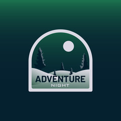 Night Adventure Moonlight Design Badge Emblem Illustration Vector