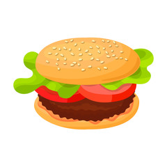Burger vector icon.Cartoon vector icon isolated on white background burger.