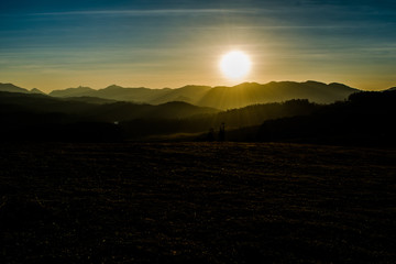 Beautiful sunset view at Shooting point of Ooty Tamilnadu India
