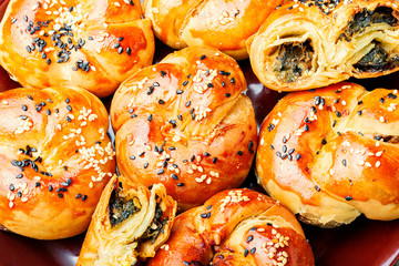 Appetizing bun with nettles.