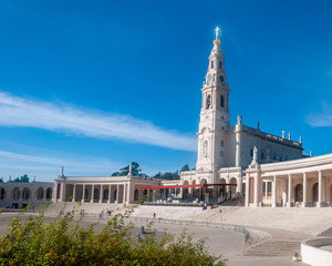 Fatima, Portugal. View of the Basilica of Our Lady of the Rosary, inside the Sanctuary site. Place of the Marian apparitions including the Secrets of Fatima.