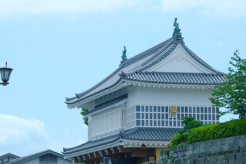 Fototapeta na wymiar 鹿児島城の御楼門の横顔