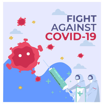 Fight The Corona Virus With Sword And Protection Shield