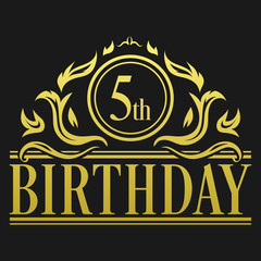 Luxury 5th Birthday Logo illustration vector