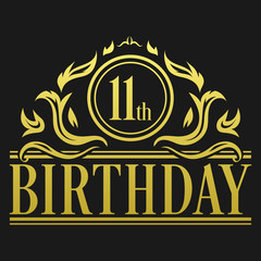 Luxury 11th Birthday Logo illustration vector