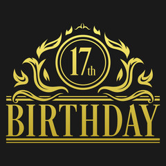 Luxury 17th Birthday Logo illustration vector