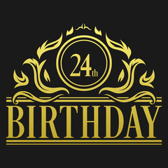 Luxury 24th Birthday Logo illustration vector