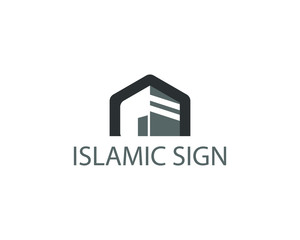 abstract  Kaaba  building logo on white background