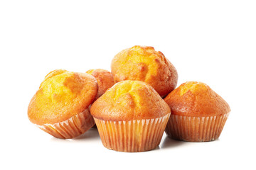 Delicious tasty muffins isolated on white background