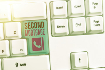 Conceptual hand writing showing Second Mortgage. Concept meaning lien on property which is...