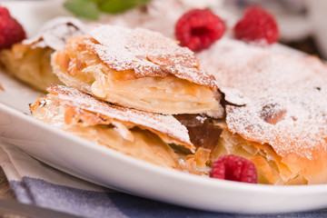 Bougatsa - Greek puff pastry with cream.
