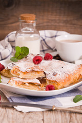 Bougatsa - Greek puff pastry with cream.
