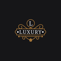 Vintage Luxury Logo template flourishes calligraphic elegant ornament lines. identity for Restaurant, Royalty, Boutique, Cafe, Hotel, Heraldic, Jewelry, Fashion and other vector illustration - Vector