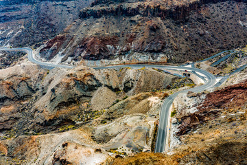 Roads from aerial on the beautiful island of Gran Canaria in a peaceful natural setting