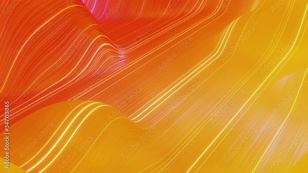 Aufkleber beautiful abstract background of waves on surface, red yellow color gradients, extruded lines as str