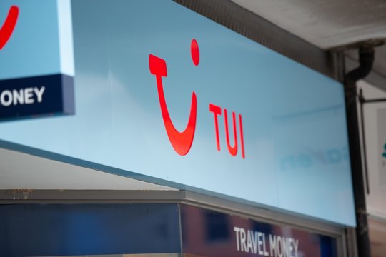 HARROW, UNITED KINGDOM - May 09, 2020: Logo Of Travel Agent High Street Shop TUI