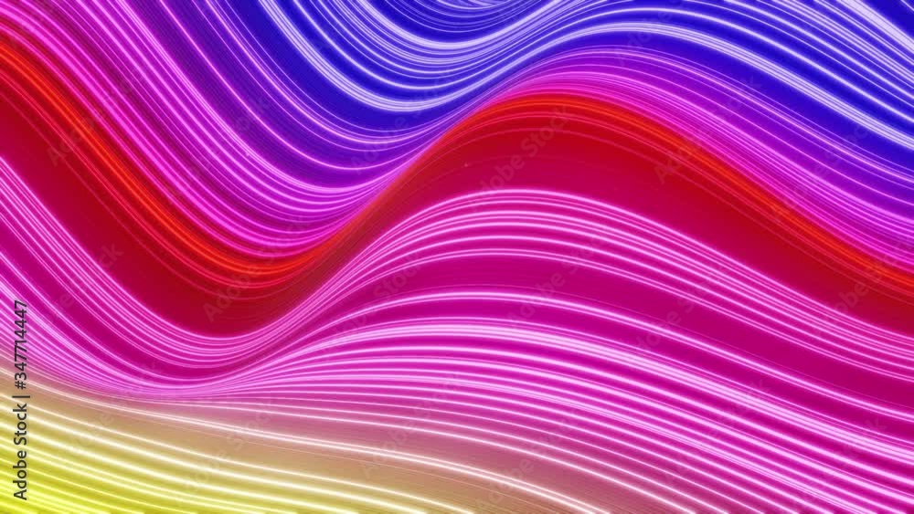 Aufkleber beautiful abstract background of waves on surface, rainbow color gradients, extruded lines as stripe