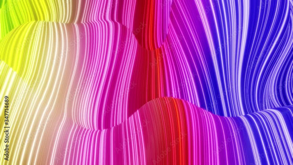 Aufkleber beautiful abstract background of waves on surface, rainbow color gradients, extruded lines as stripe