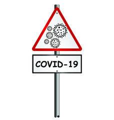 Obraz premium Coronavirus COVID 19 warning signpost isolated on white background 