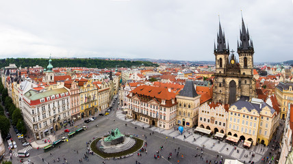 Naklejka na ściany i meble Aerial view of old town of Prague