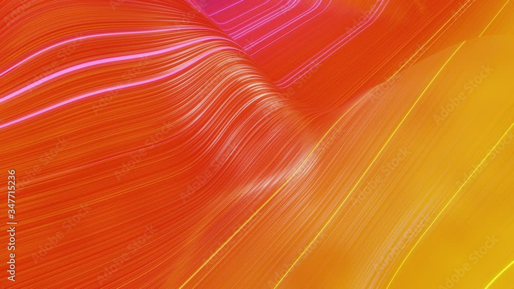 Aufkleber beautiful abstract background of waves on surface, red yellow color gradients, extruded lines as str
