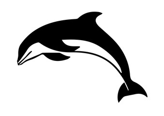 Obraz premium Silhouette of dolphin fish on white background