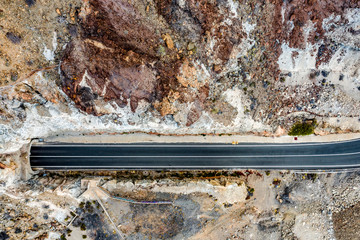 Roads from aerial on the beautiful island of Gran Canaria in a peaceful natural setting