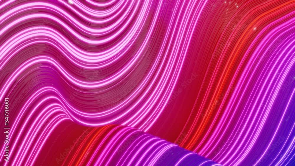 Poster beautiful abstract background of waves on surface, blue red color gradients, extruded lines as strip