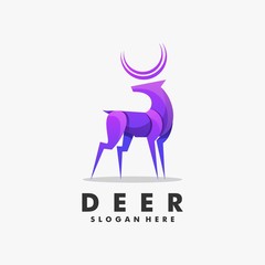 Vector Logo Illustration Deer Gradient Colorful Style.Untitled-10