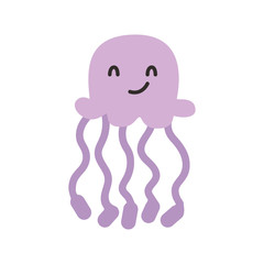Cartoon jellyfish. Cute Cartoon jellyfish, Vector illustration on a white background. Drawing for children