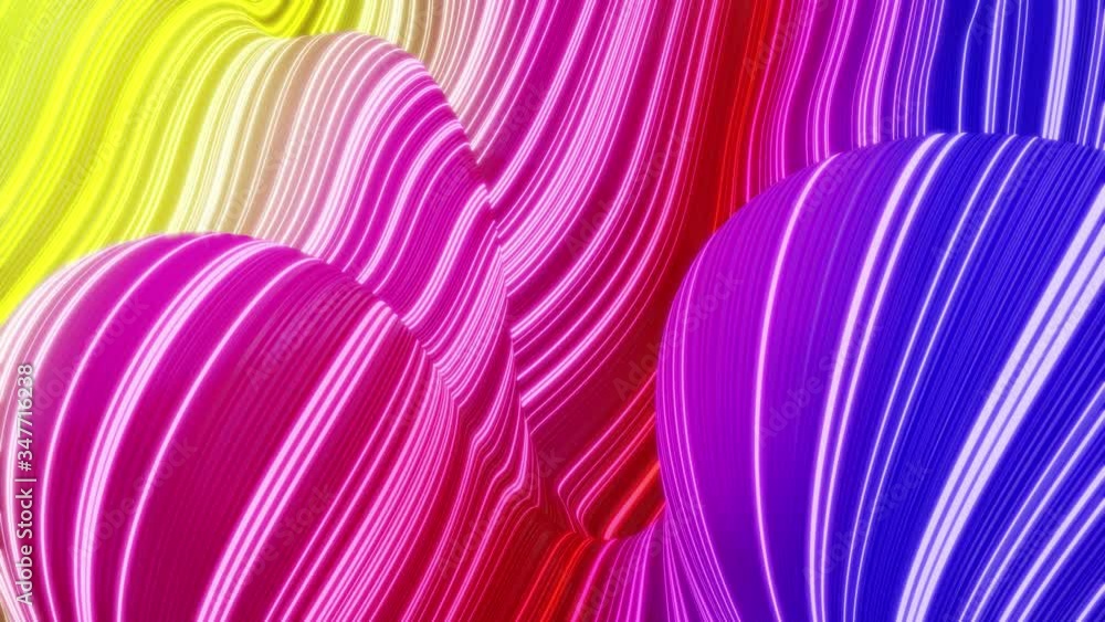 Aufkleber beautiful abstract background of waves on surface, rainbow color gradients, extruded lines as stripe